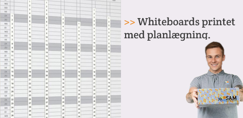 Whiteboards printet med planlægning.